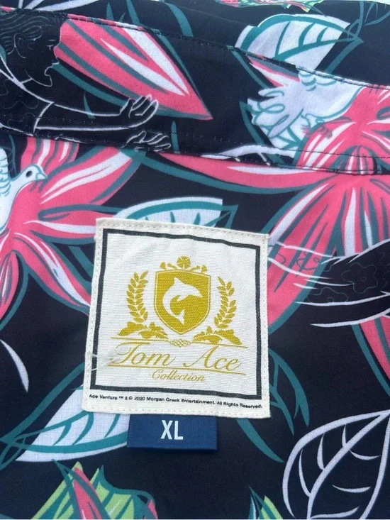 RSVLTS Black Button-Up with Pink & Teal Tropical Print - Picture 6 of 6